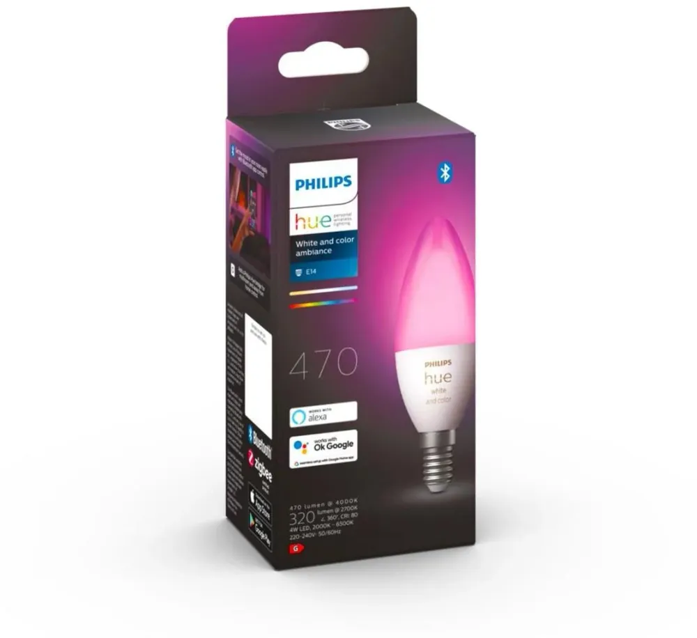 Philips Hue Color E14 – Wi-fi LED-kerte med 16 mio. farver