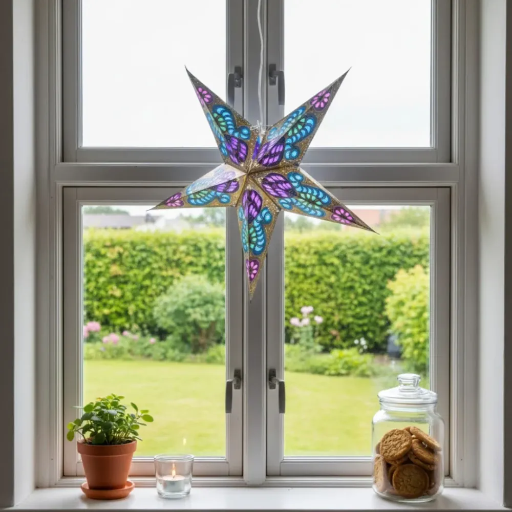Tara Stjernelampe i Blå og Violet - Ø60 cm