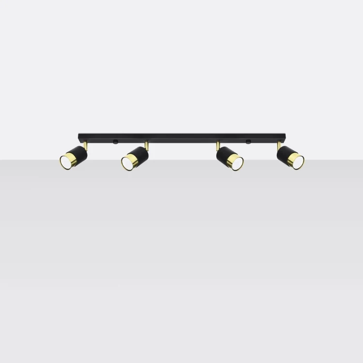 Warm White Loftslampe NERO 4 sort/guld