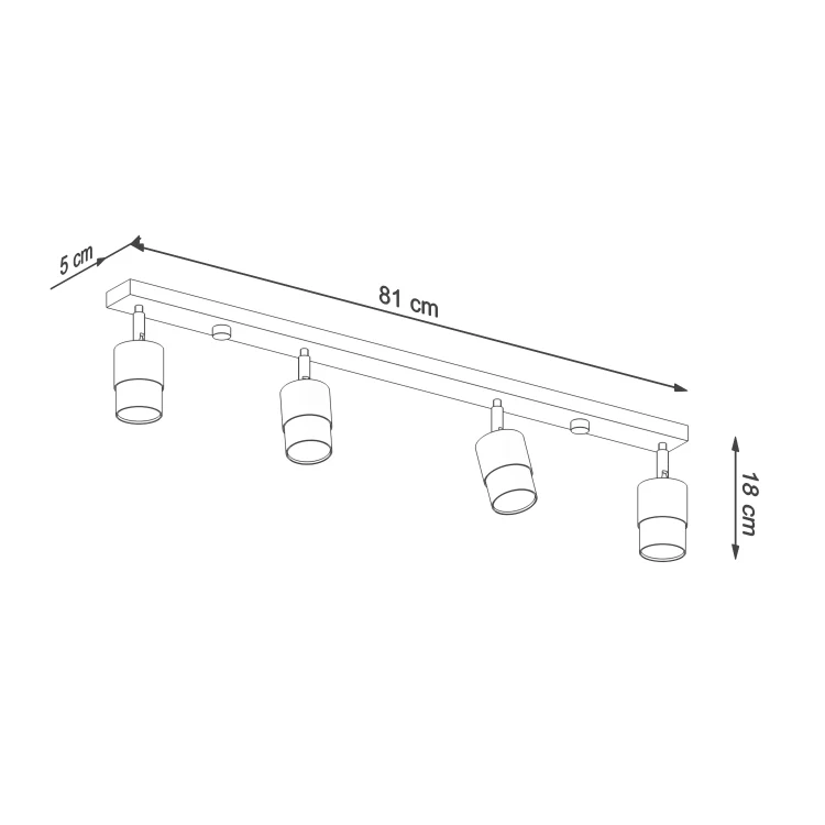 Warm White Loftslampe NERO 4 sort/guld