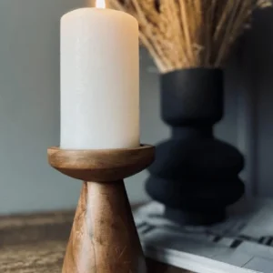 Lysestage til bloklys – Konisk wood 10cm