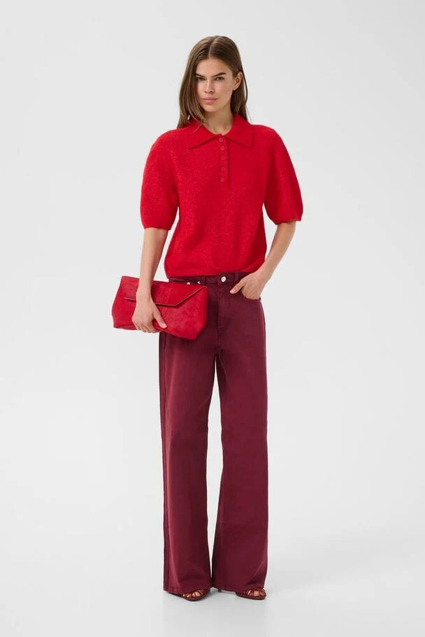 Gestuz - Gzalpha Ss Polo Pullover 10910852 - 109238 - Postbox Mélange Xs