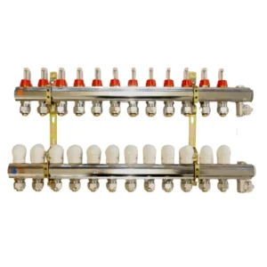 12-kreds manifold 1" x 3/4" m,. Flowmålere