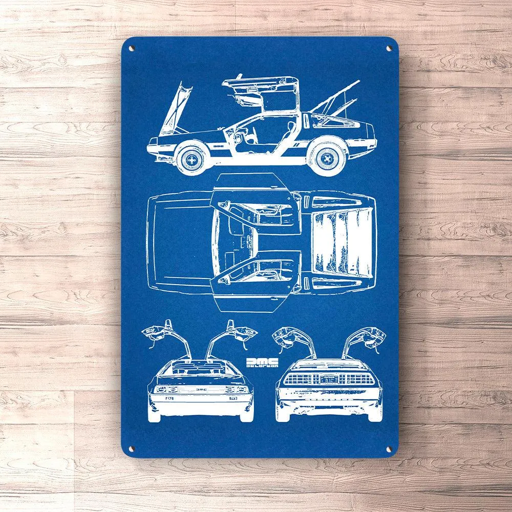 Precision Laser Delorean Blueprint Skilte, Musemåtte, Dørmåtte
