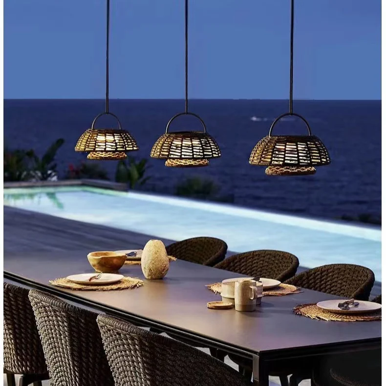 Bamboo Pendant Light | Woven Dome Outdoor Design Black