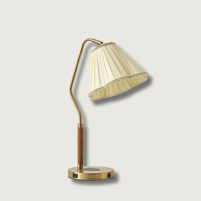 Vintage Table Lamp | Brass Base Pleated Shade