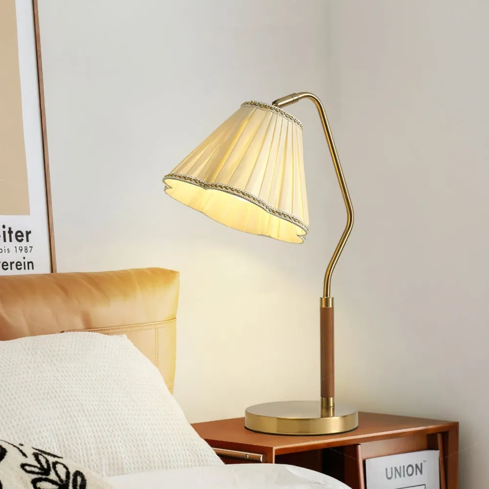 Vintage Table Lamp | Brass Base Pleated Shade
