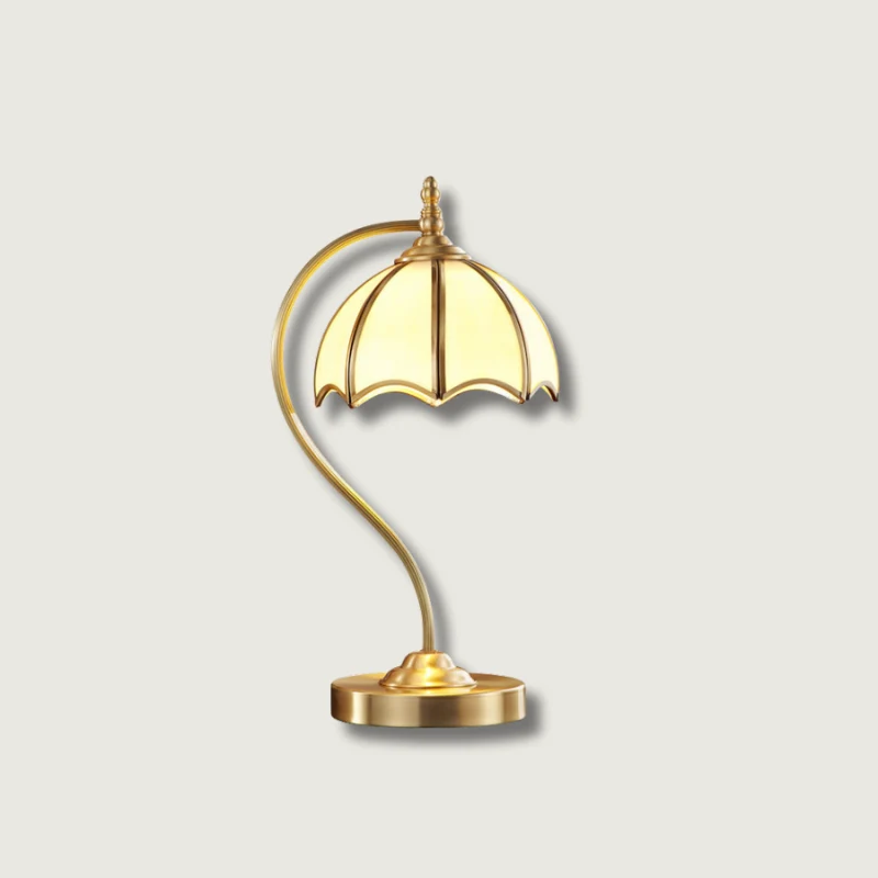 Vintage Table Lamp | Brass Umbrella Glass Shade Diameter