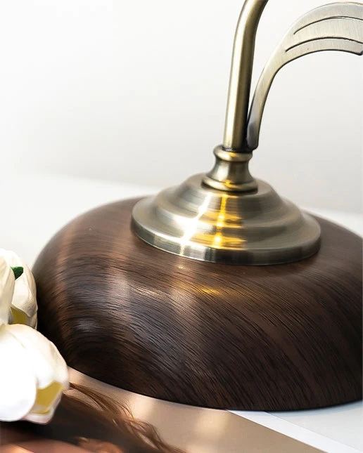 Vintage Table Lamp | Ceramic Shade Wood Base