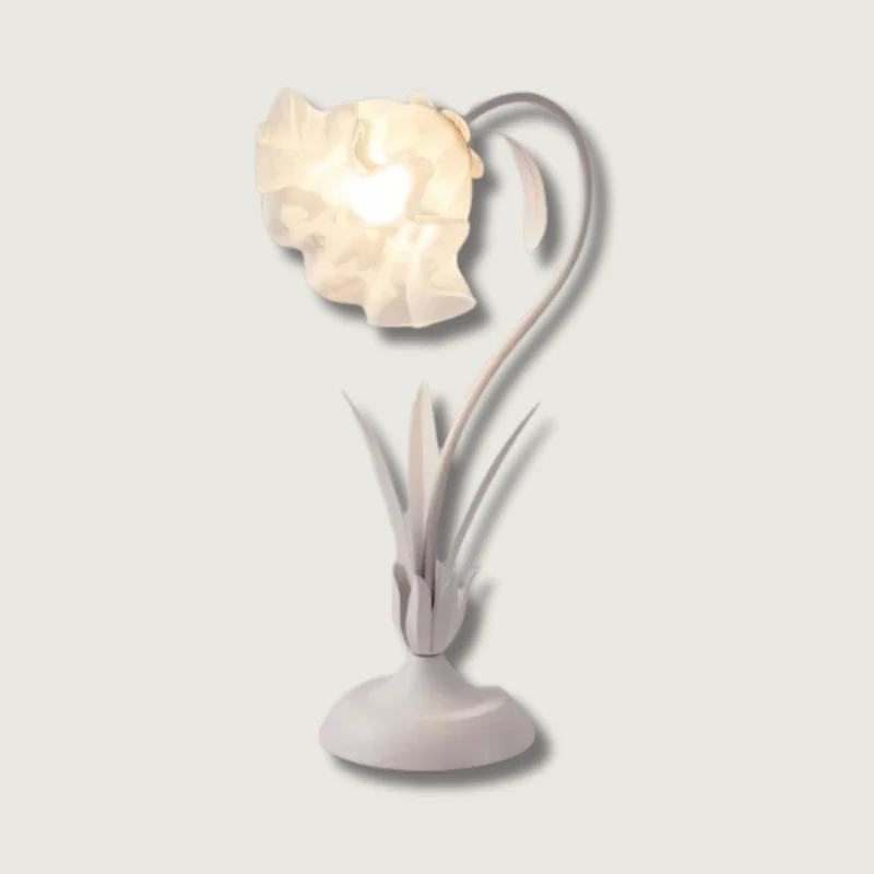 Vintage Table Lamp | Floral Design Adjustable Arm White