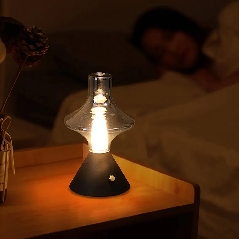 Vintage Table Lamp | Glass Hourglass Design Gold