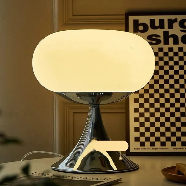 Vintage Table Lamp | Glass Stone Mushroom Design Green