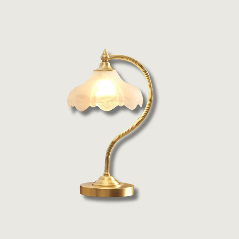 Vintage Table Lamp | Magnolia Glass Shade Brass Stand