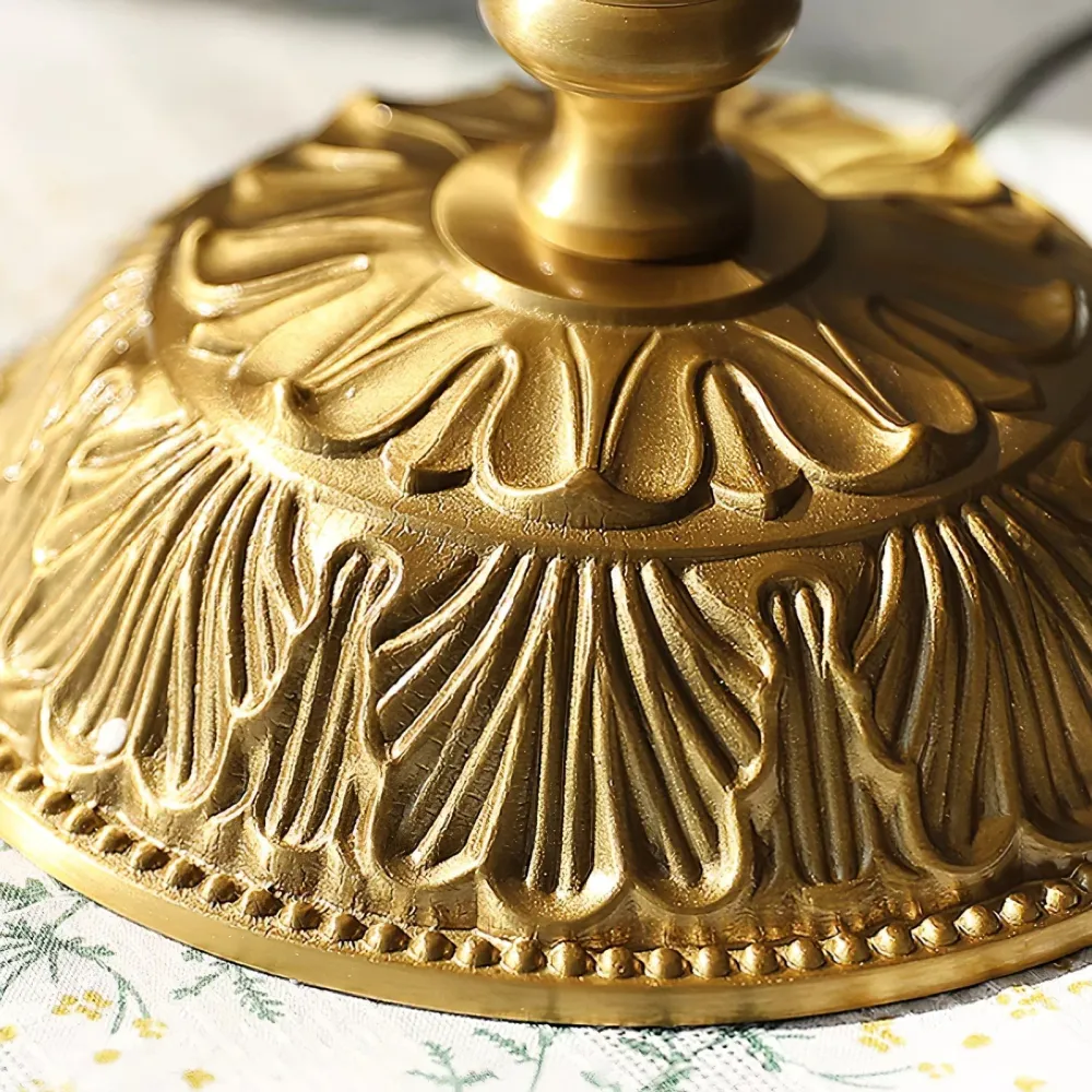 Vintage Table Lamp | Marble Base Fringe Trim
