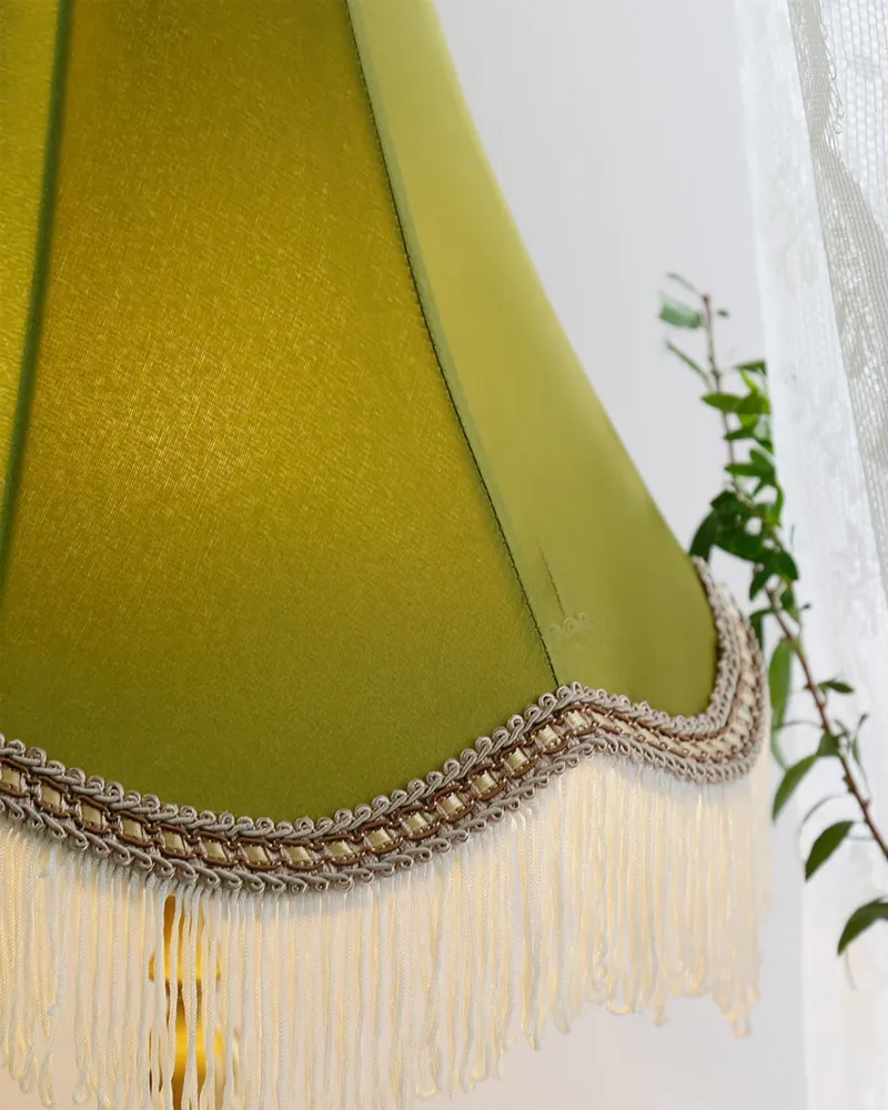 Vintage Table Lamp | Marble Base Fringe Trim