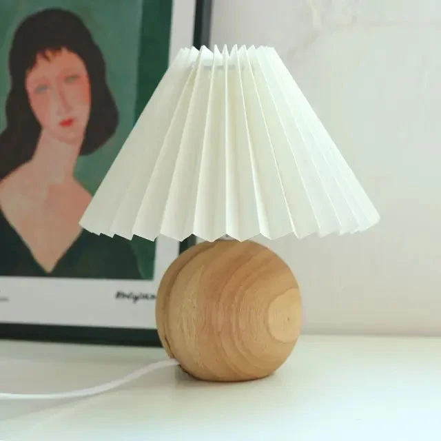 Vintage Table Lamp | Pleated Cream Shade Ceramic Base