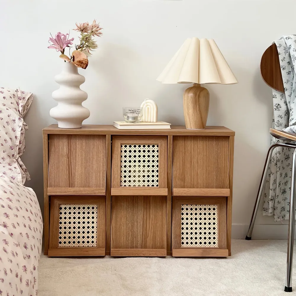 Vintage Table Lamp | Pleated Shade Wood Base