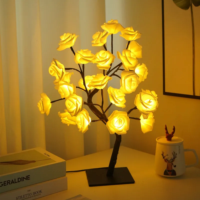 Rosyglow - flower rose bordlampe Roed