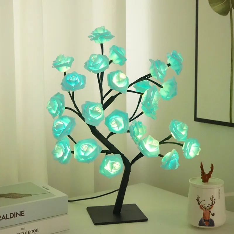Rosyglow - flower rose bordlampe Roed