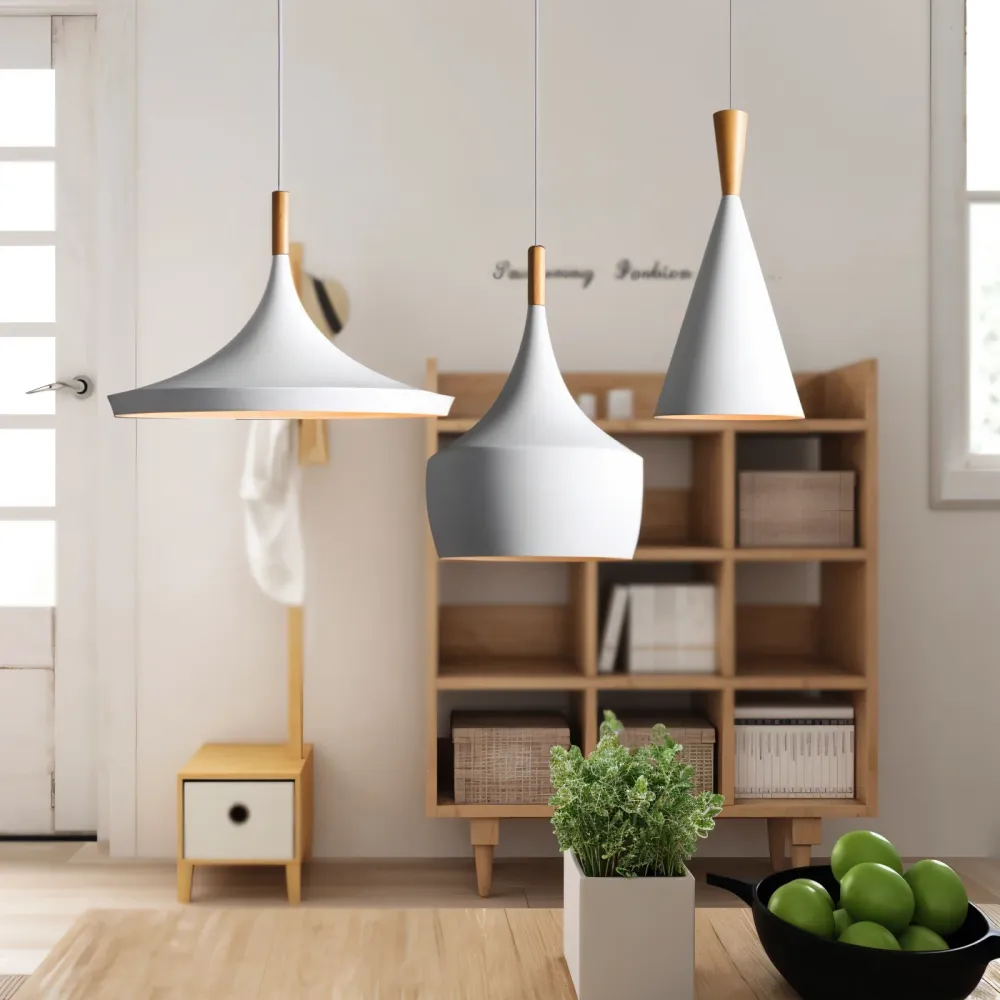 Lofty led pendel - -style sort-hvid geometrisk pendel til interiør Hvid