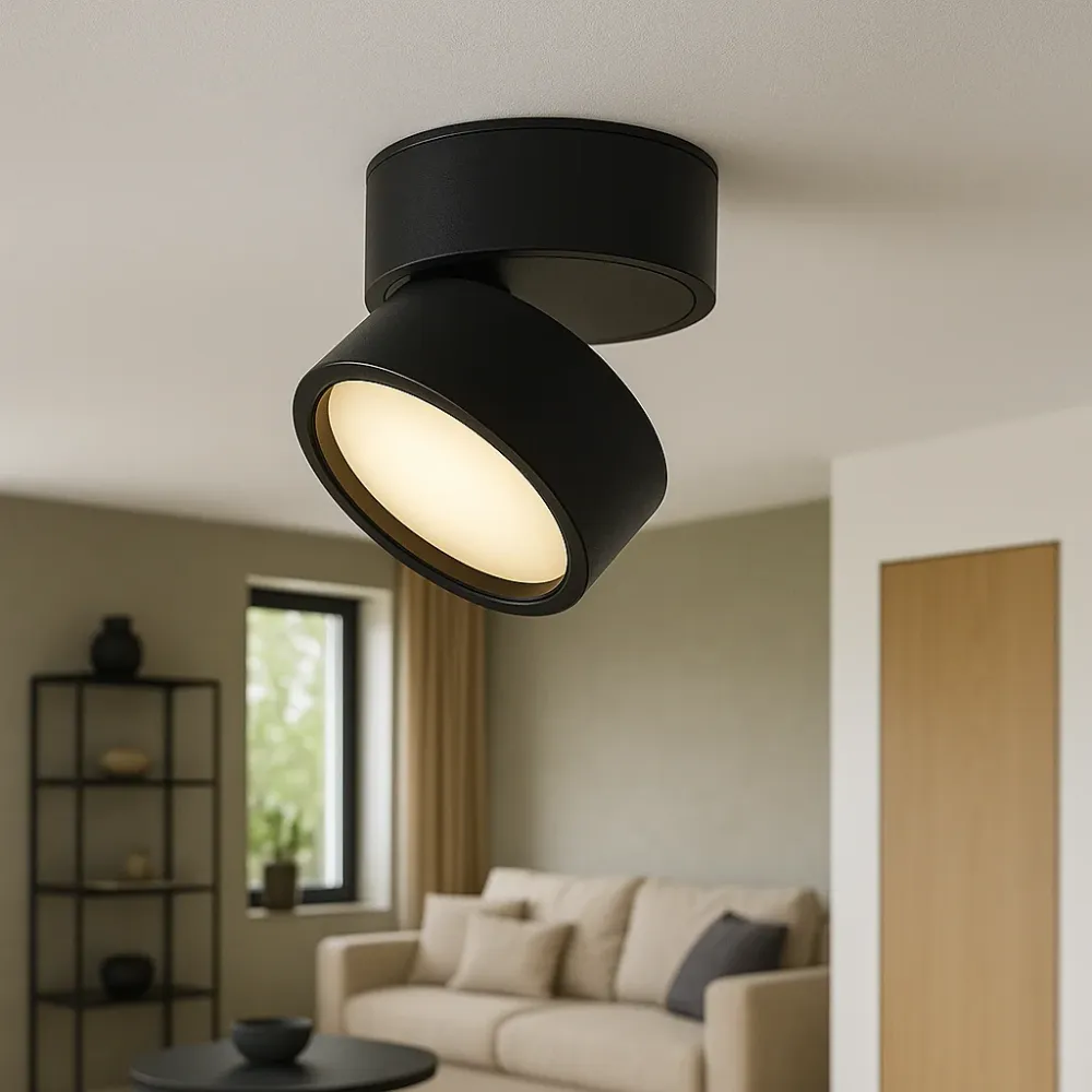 Modern Ceiling Spotlight | Adjustable Black Surface Mount Black