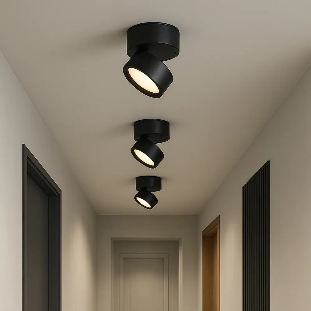 Modern Ceiling Spotlight | Adjustable Black Surface Mount Black