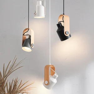 Minilog pendel spotlight - nordisk træ korn metallic pendel lys Sort