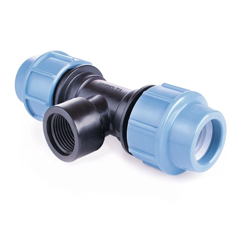 PE-tripleforbindelse Pipelife med indvendigt gevind 40 mm x 1" x 40 mm