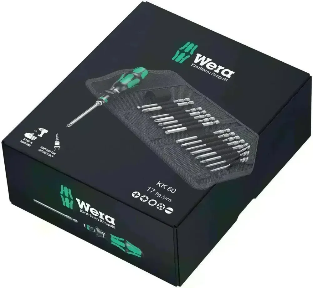 Wera Kompakt Bitssæt 17 Dele PH-PZ-TX-HEX – Kraftform Kompakt 60