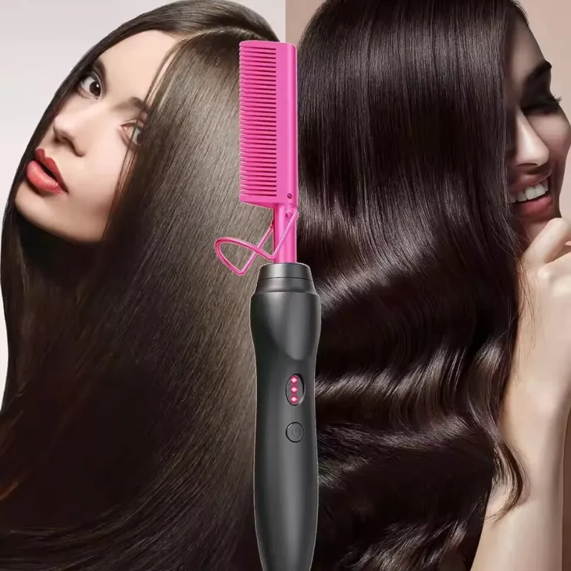 Electric Hair Straightening Comb | Ceramic Heating Technology Red
