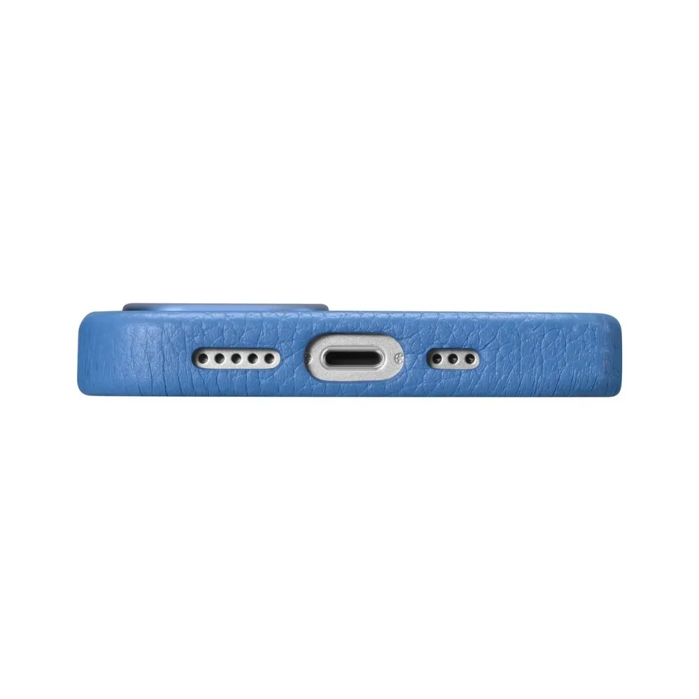 iCarer Litchi Premium Leather Case iPhone 14 Plus Magnetic Leather Case MagSafe Flydende Blue (WMI14220711-LB)