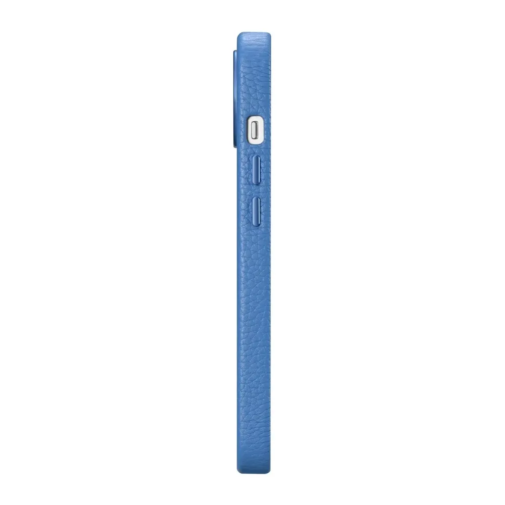 iCarer Litchi Premium Leather Case iPhone 14 Plus Magnetic Leather Case MagSafe Flydende Blue (WMI14220711-LB)