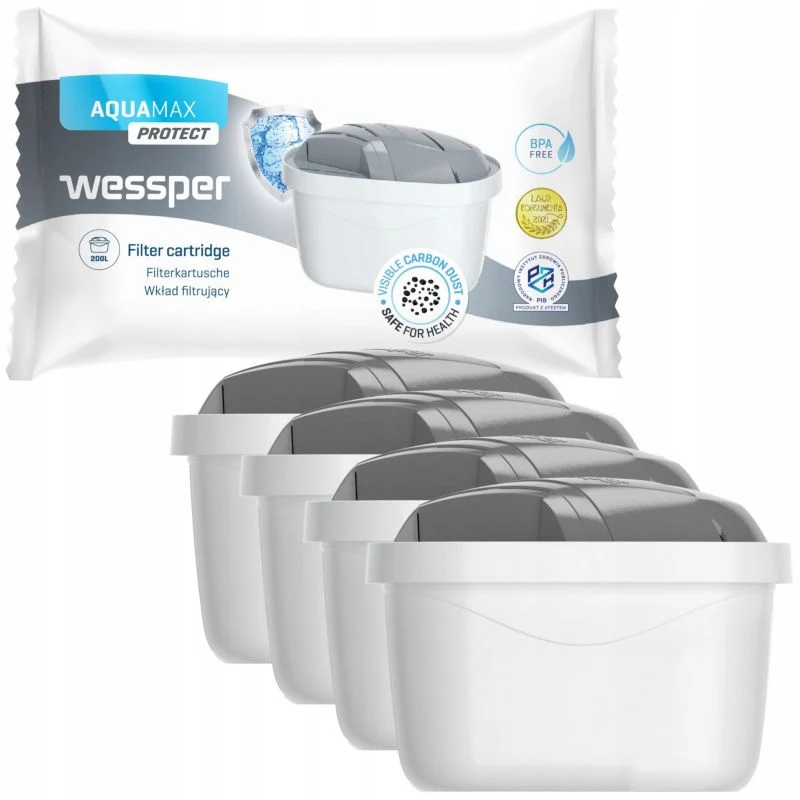 Wessper vandfilter til filterkander, erstatning Brita Maxtra Plus, 4 stk.