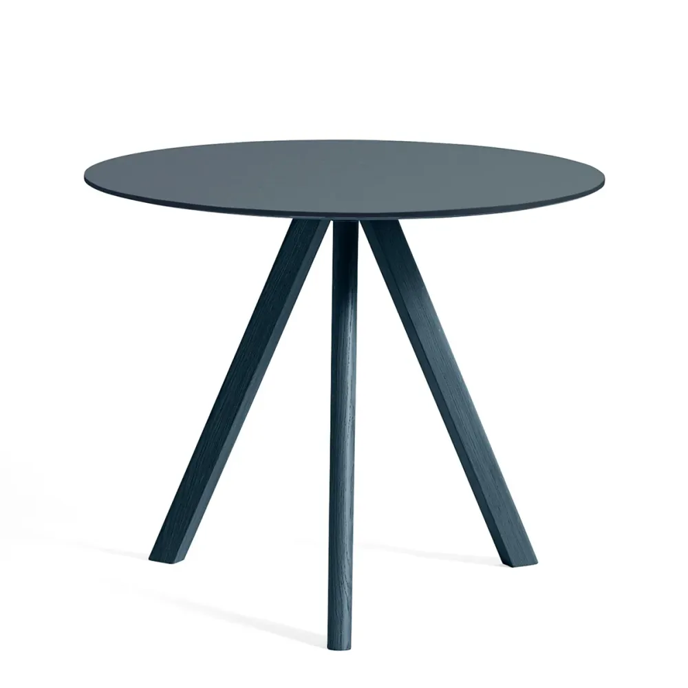 HAY CPH20 Round Table - Ø90cm - Deep Indigo Eg - Smokey Blue Linolium Top