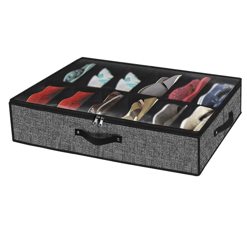 Cut Resistant Globetrek° FootwearOrganizer: Rum Maksimering Støv Beskyttelse Lynlås Sko Arrangør Sort