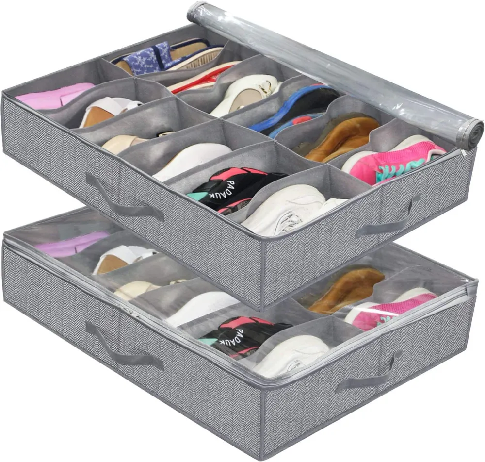 Cut Resistant Globetrek° FootwearOrganizer: Rum Maksimering Støv Beskyttelse Lynlås Sko Arrangør Sort