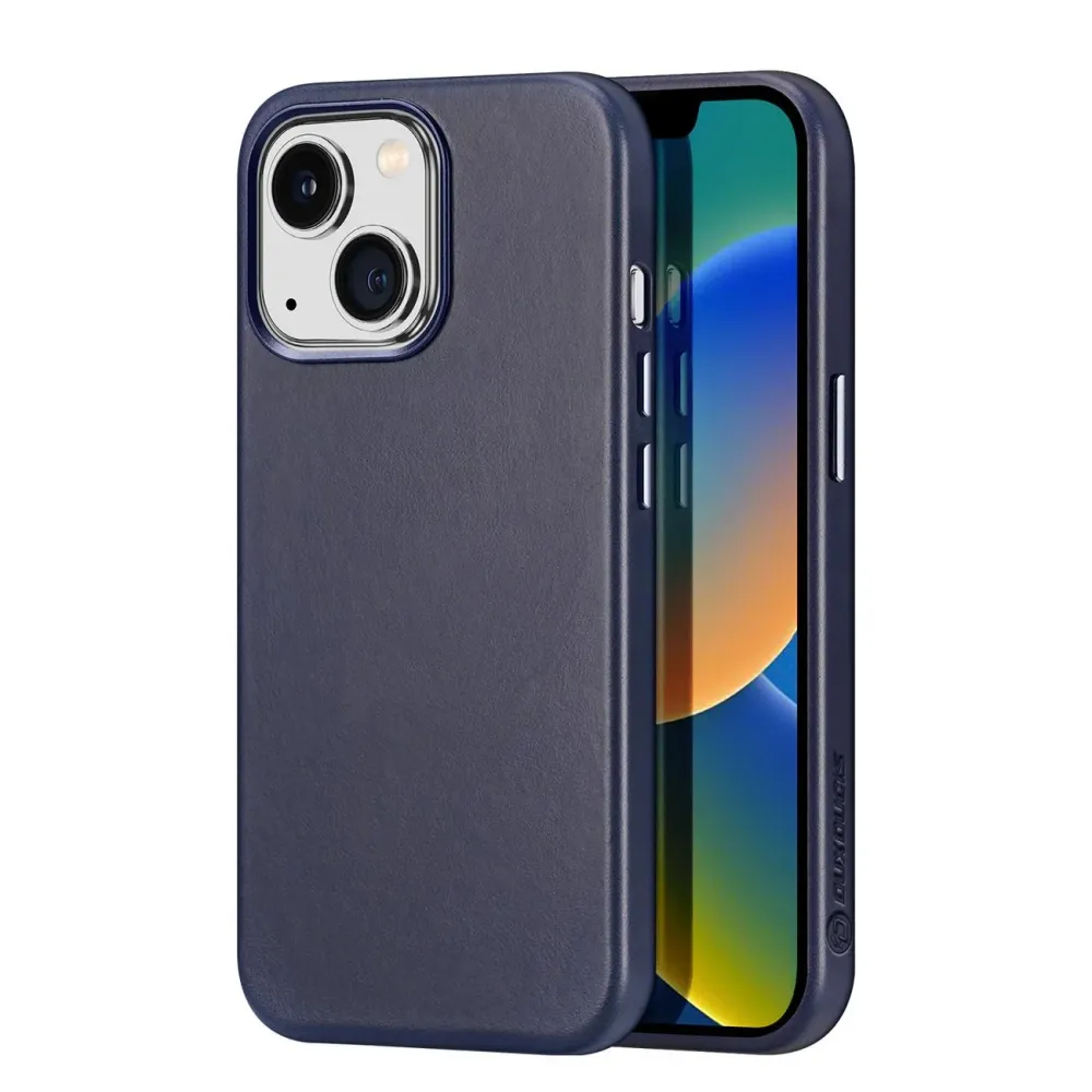 Dux Ducis Naples case iPhone 14 Plus magnetic pu læder case MagSafe blue