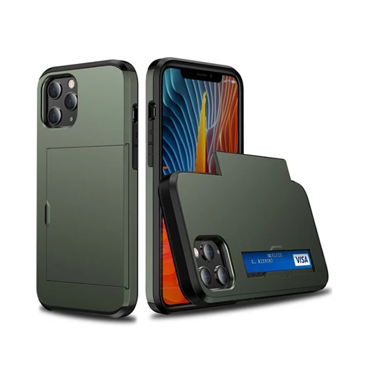 iPhone 11 Pro Max - Deluxe™ Håndværker Cover M. Kortholder - Army