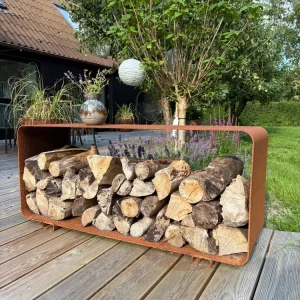 Brændeskjul/bænk i corten alloy