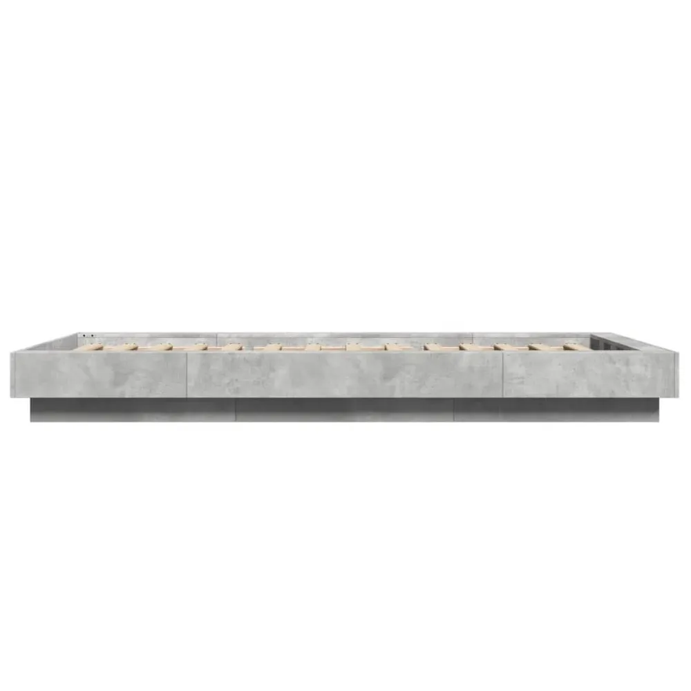 sengeramme 90x190 cm indbygget træ betongrå