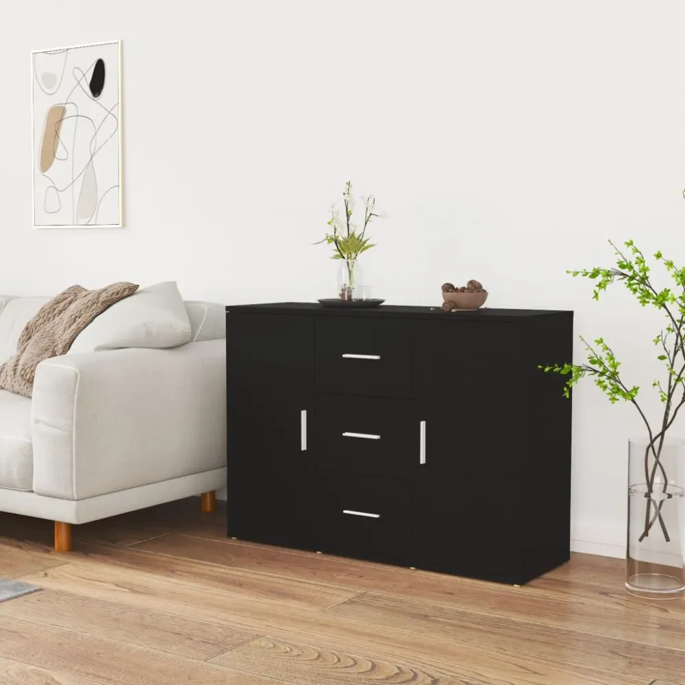 Skænk 91X29,5X65 Cm Crafted Træ Sort