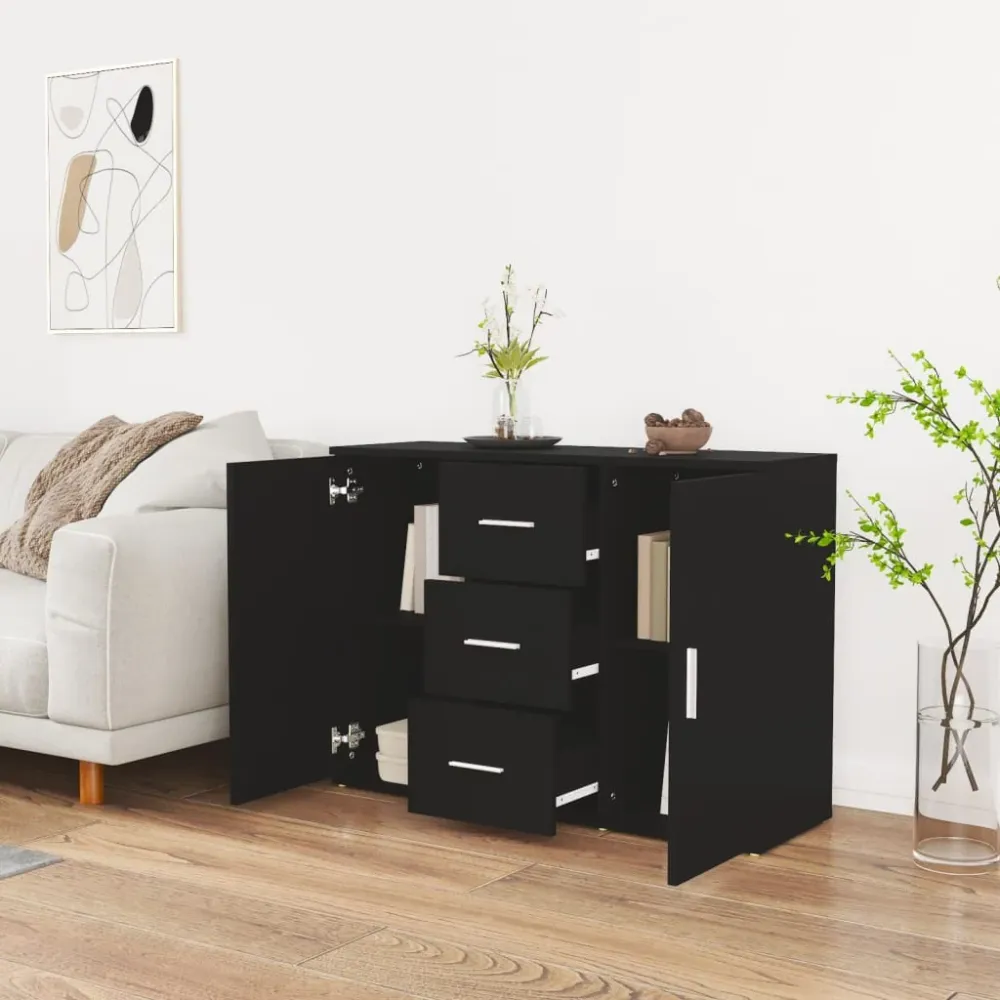 Skænk 91X29,5X65 Cm Crafted Træ Sort