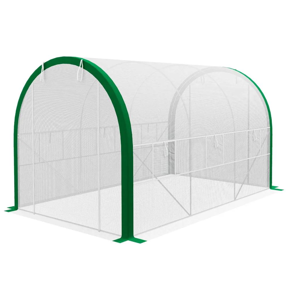 Tunneldrivhus, drivhus, lynlåsdøre, netvinduer, metalramme, 3,5 x 2 x 2m, pearl