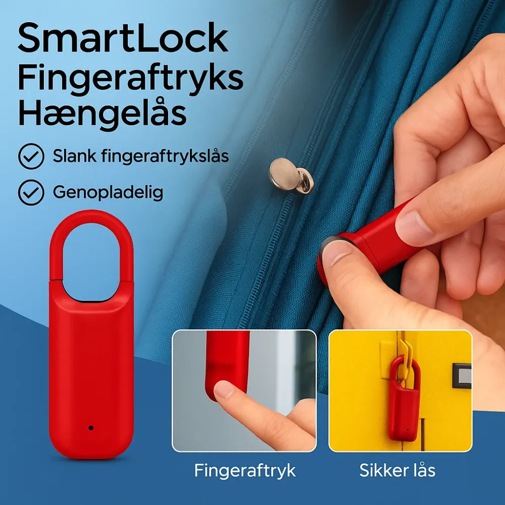 Weather Resistant SmartLock™ | Fingeraftryk Touch Hængelås Roed
