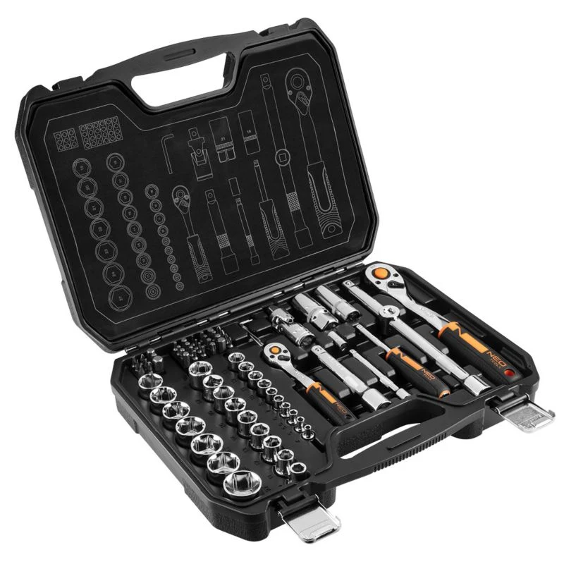 NEO TOOLS topnøglesæt 1/2" og 1/4", 73 dele, 1 sæt