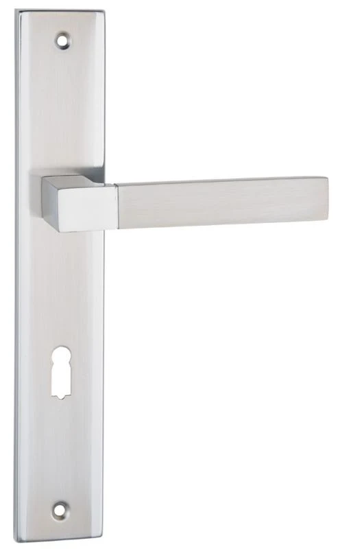 Schaffner Helen dørhåndtag 72 mm med nøgle, satin-nikkel/krom