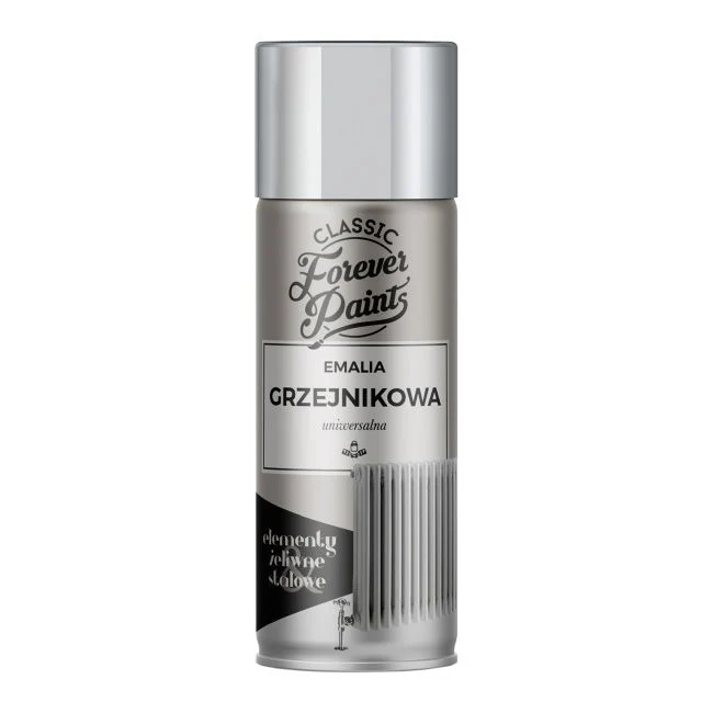 Universal radiatorlak i sprayform Forever Paints 400 ml sølv