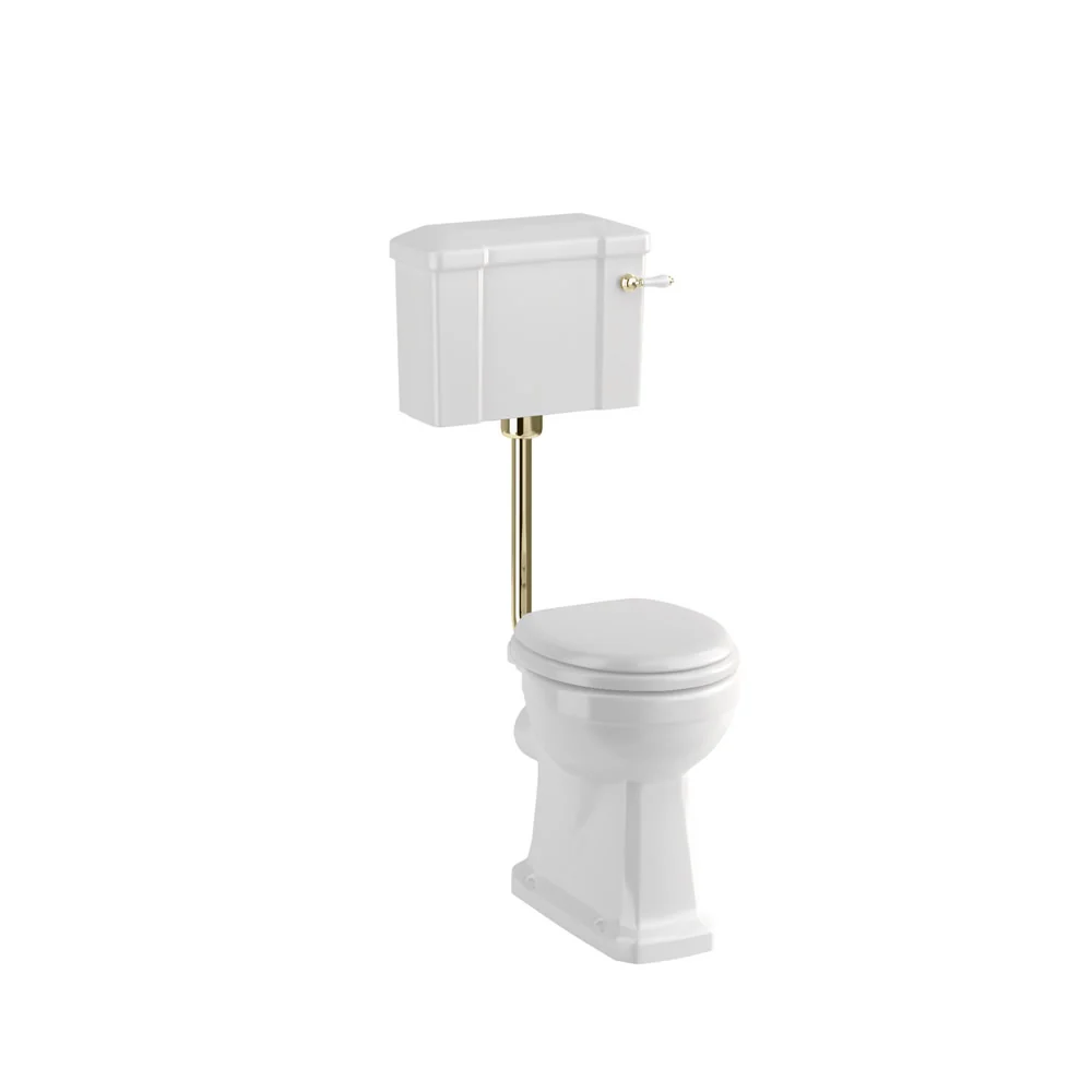 Burlington lavtflydende toilet med vægmonteret cisterne hvid/guld Hvid