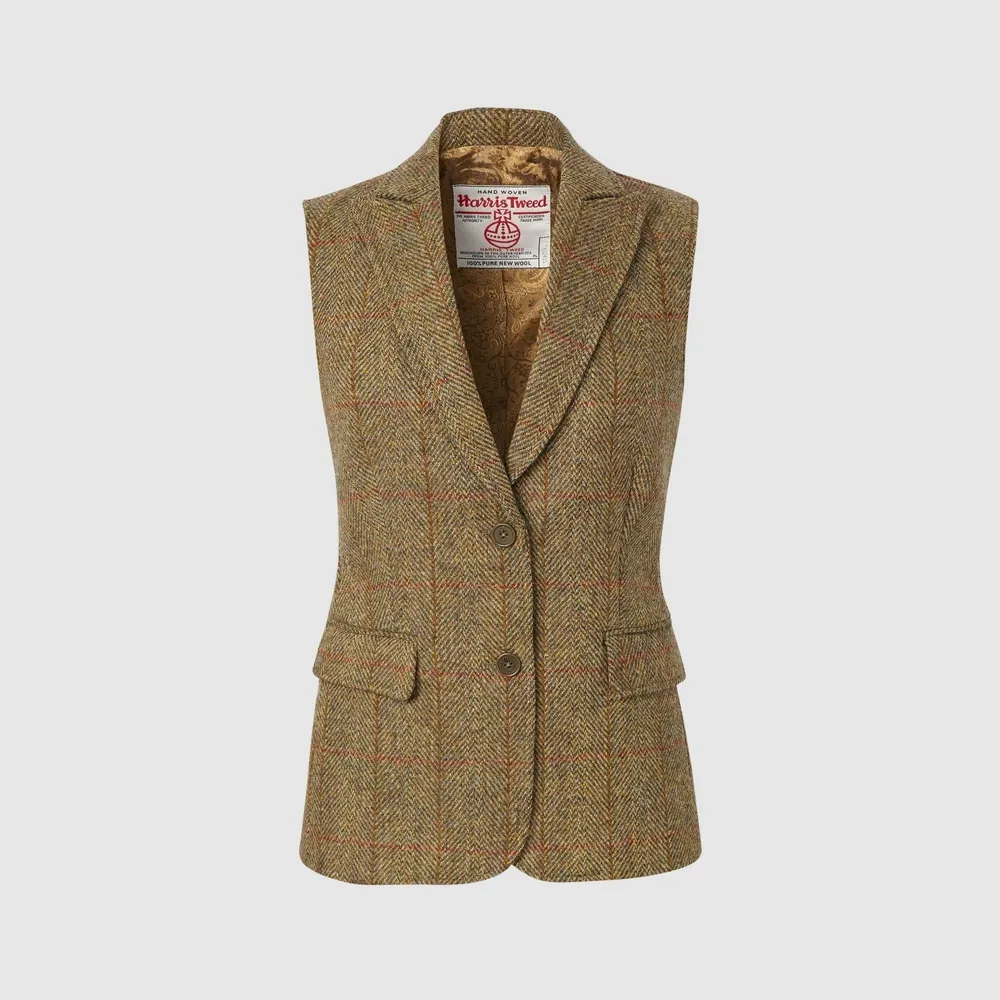 Pippa Waistcoat Harris Tweed, mustard herringbone