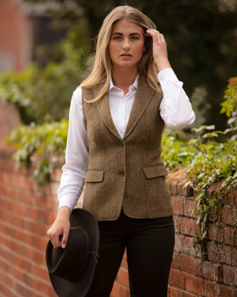 Pippa Waistcoat Harris Tweed, mustard herringbone